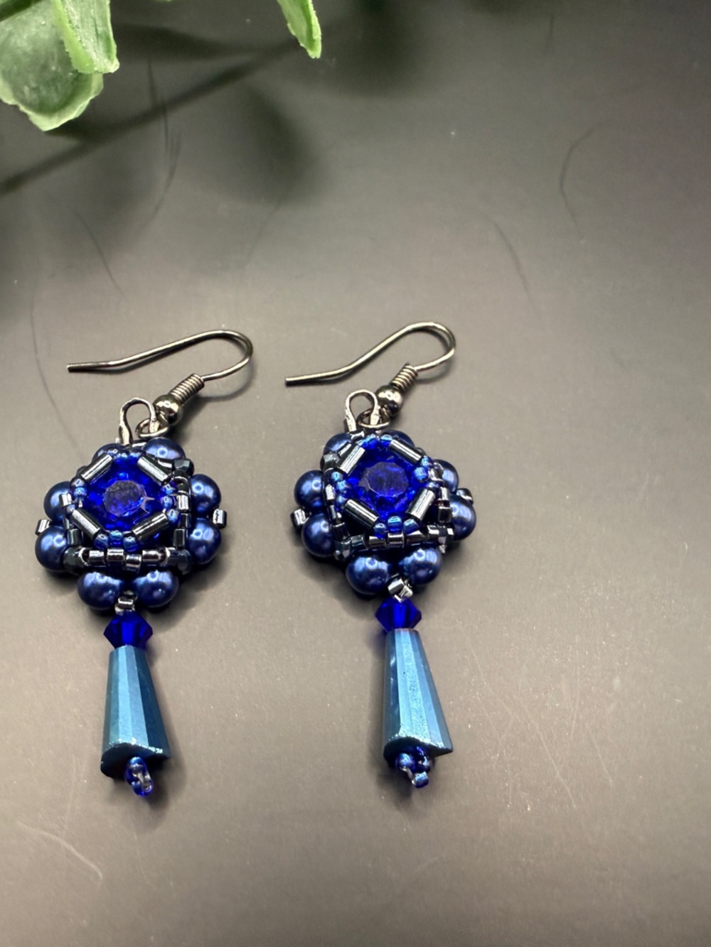 Lapis Blue Beaded Dangle Earrings - Elegant Drop Style